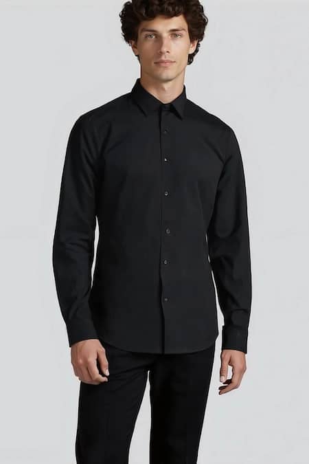 Buy_Hespoke_Black Cotton Conversational Printed Casual Shirt _Online_at_Aza_Fashions