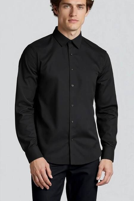 Shop_Hespoke_Black Cotton Conversational Printed Casual Shirt _Online_at_Aza_Fashions