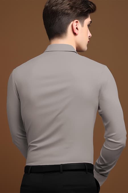 Hespoke Geometric Embroidered Casual Shirt 