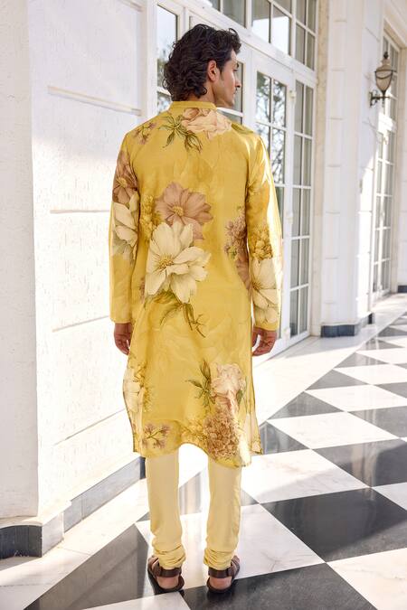 Kalista Ilyaz Floral Printed Yellow Kurta Set 