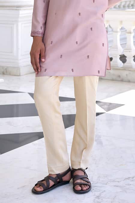 Buy Kalista Mauve Chanderi, Viscose Embroidery Ayaaz Dusty Kurta Set Online at Aza Fashions Buy_Kalista_Mauve Chanderi, Viscose Embroidery Ayaaz Dusty Kurta Set _Online_at_Aza_Fashions