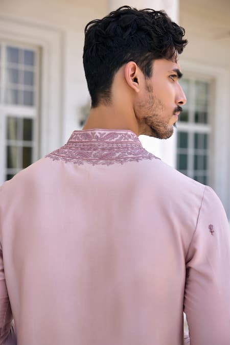 Buy Kalista Mauve Chanderi, Viscose Embroidery Ayaaz Dusty Kurta Set Buy_Kalista_Mauve Chanderi, Viscose Embroidery Ayaaz Dusty Kurta Set