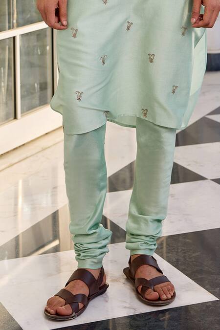 Kalista_Mint Chanderi Embroidery Esfhan Kurta Set _Online_at_Aza_Fashions