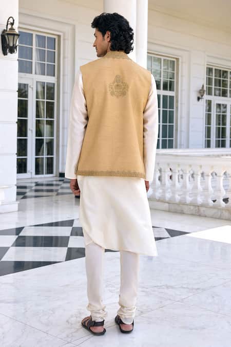 Kalista Nazeer Ivory & Golden Beige Kurta Set 