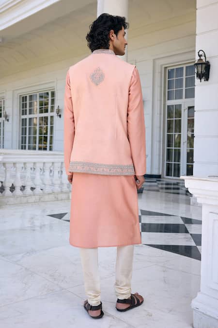 Kalista Zunaid Salmon Pink Nehru Jacket Set 