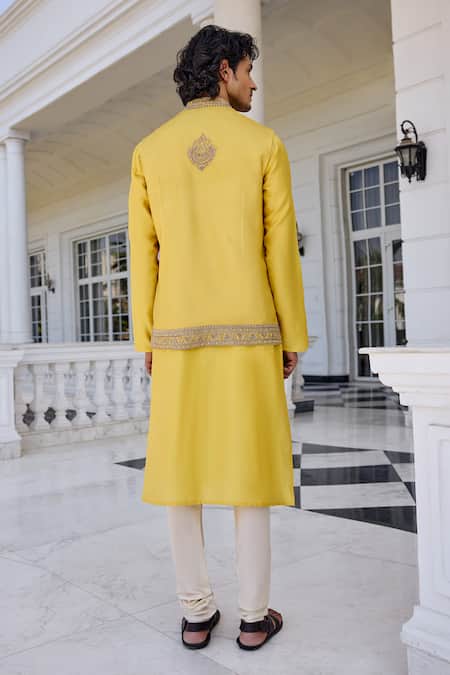 Kalista Zunaid Yellow Embroidered Kurta Set 