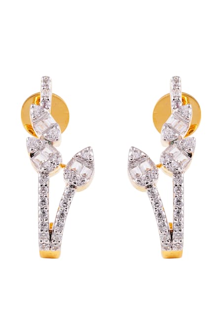 Shop Prata White Crystals Minette Stud Earrings at Aza Fashions Shop_Prata_White Crystals Minette Stud Earrings _at_Aza_Fashions