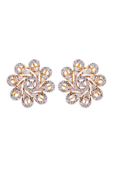 Prata Designer Floral Stud Earrings 