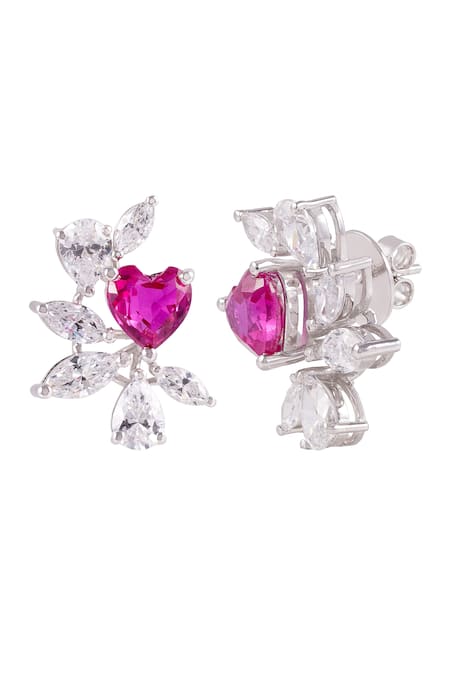 Prata Delisa Heart Shaped Stud Earrings 