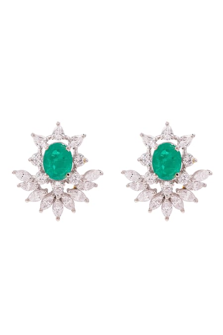 Prata Emerald Green Stud Earrings 