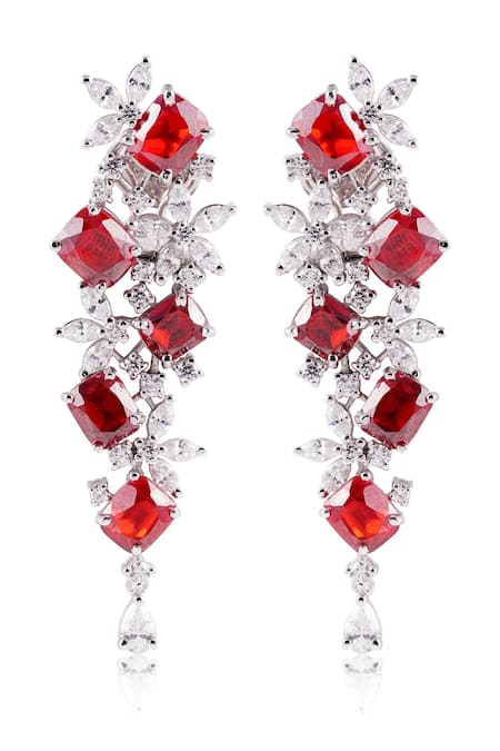 Prata Florenza Red Dangler Earrings 