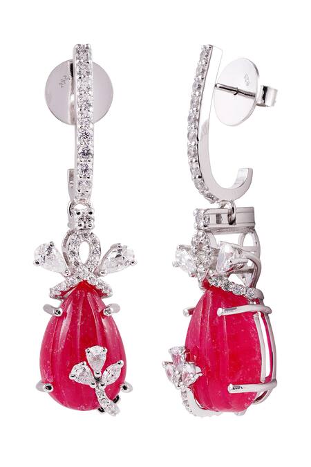 Prata Red Carved Melon Drop Earrings Online at Aza Fashions Prata_Red Carved Melon Drop Earrings _Online_at_Aza_Fashions