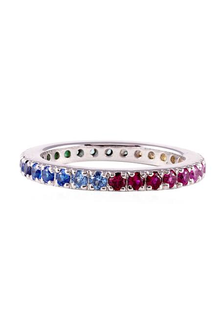 Prata_Multi Color Stones Rainbow Multicolored Ring _Online_at_Aza_Fashions