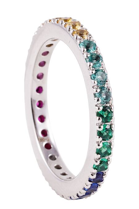 Buy_Prata_Multi Color Stones Rainbow Multicolored Ring _Online_at_Aza_Fashions