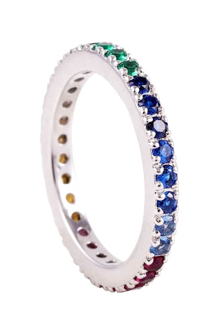 Shop_Prata_Multi Color Stones Rainbow Multicolored Ring _Online_at_Aza_Fashions