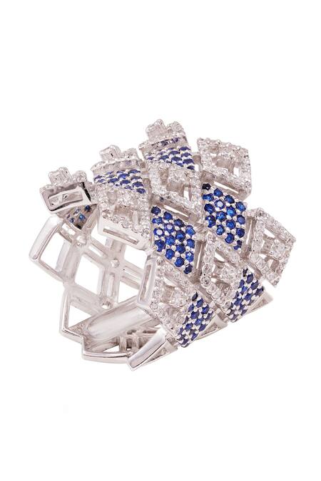 Prata Blue Stones, Crystals Obsidian Designer Ring Online at Aza Fashions Prata_Blue Stones, Crystals Obsidian Designer Ring _Online_at_Aza_Fashions