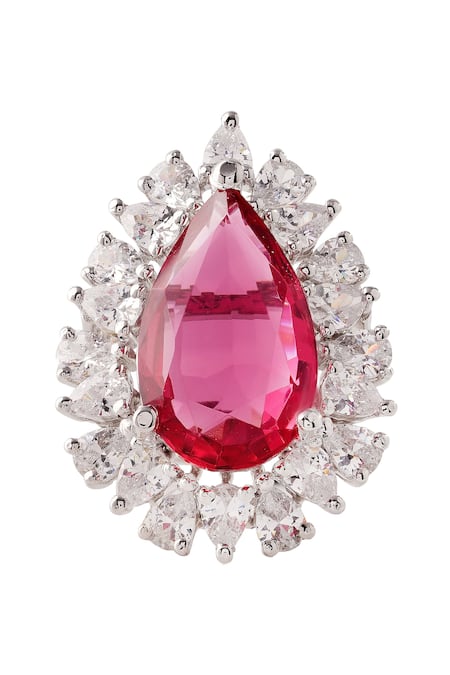 Prata Pink Stones Designer Roselle Ring Online at Aza Fashions Prata_Pink Stones Designer Roselle Ring _Online_at_Aza_Fashions