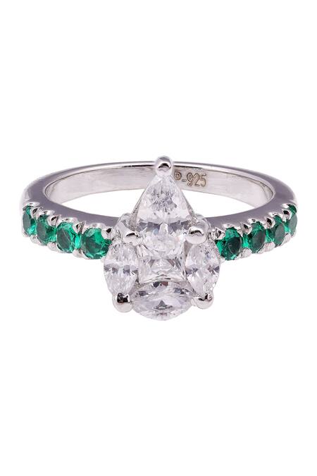 Prata_Green Stones Nina Gem Ring  _Online_at_Aza_Fashions