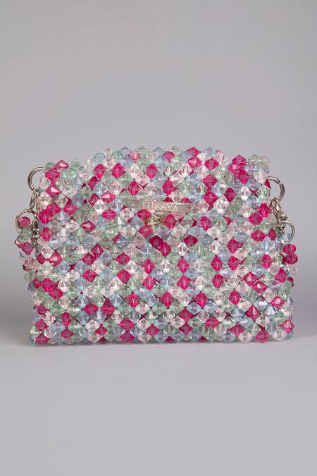 Tussya_Multi Color Crystals Handbag_Online_at_Aza_Fashions