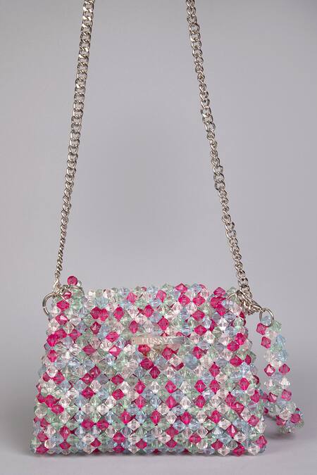 Buy_Tussya_Multi Color Crystals Handbag_Online_at_Aza_Fashions