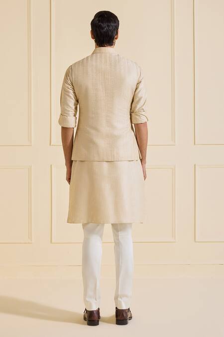 Shop Raghavendra Rathore Jodhpur Beige Silk Nehru Jacket at Aza Fashions Shop_Raghavendra Rathore Jodhpur_Beige Silk Nehru Jacket_at_Aza_Fashions