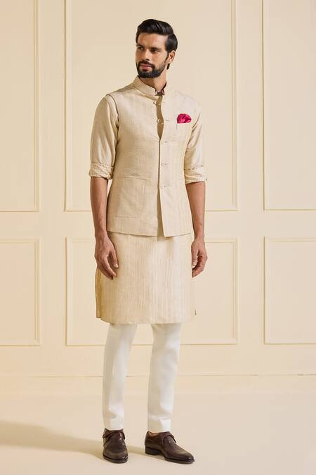 Raghavendra Rathore Jodhpur Beige Silk Nehru Jacket Online at Aza Fashions Raghavendra Rathore Jodhpur_Beige Silk Nehru Jacket_Online_at_Aza_Fashions