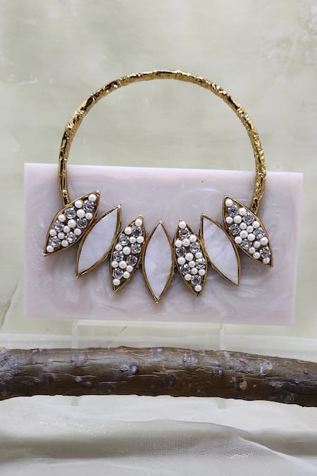 ADWITA BAGS & JEWELS Athena Mother Of Pearl Embellished Clutch 