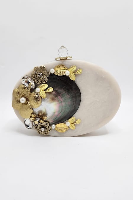 ADWITA BAGS & JEWELS The Shell Saga Embellished Clutch 