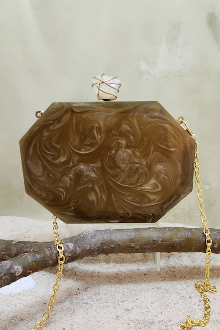 Shop Adwita Bags & Jewels Green Stone Meena Mosaic And Crystal Embellished Clutch at Aza Fashions Shop_Adwita Bags & Jewels_Green Stone Meena Mosaic And Crystal Embellished Clutch _at_Aza_Fashions