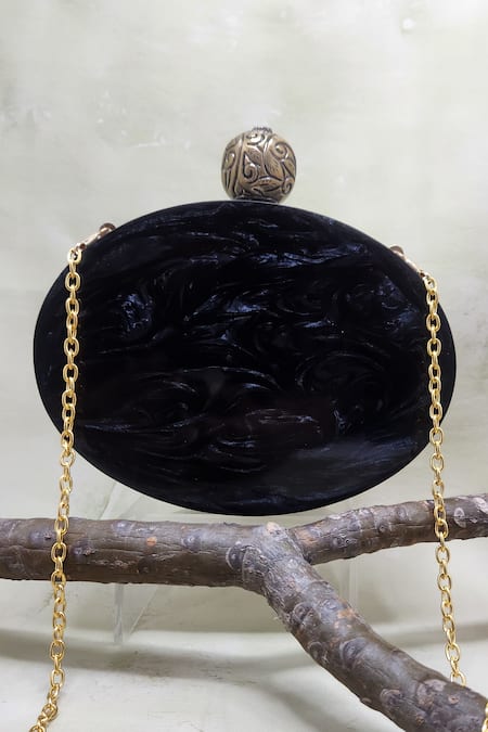 Shop Adwita Bags & Jewels Black Stones, Beads The Araaish Embellished Clutch at Aza Fashions Shop_Adwita Bags & Jewels_Black Stones, Beads The Araaish Embellished Clutch _at_Aza_Fashions