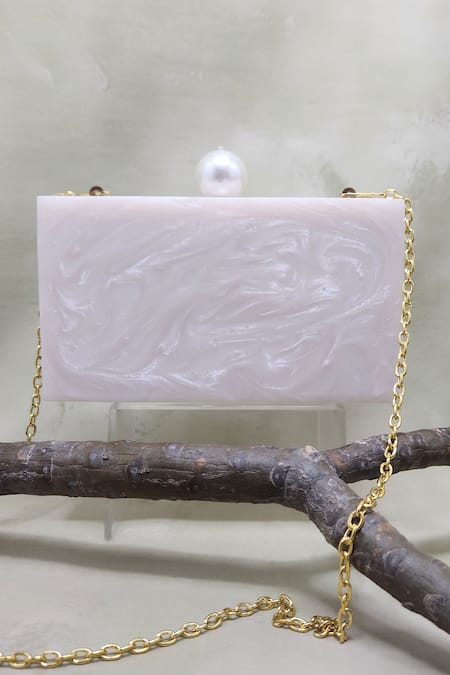 Shop Adwita Bags & Jewels White Feather Kara Crystal And Embellished Clutch Bag at Aza Fashions Shop_Adwita Bags & Jewels_White Feather Kara Crystal And Embellished Clutch Bag _at_Aza_Fashions