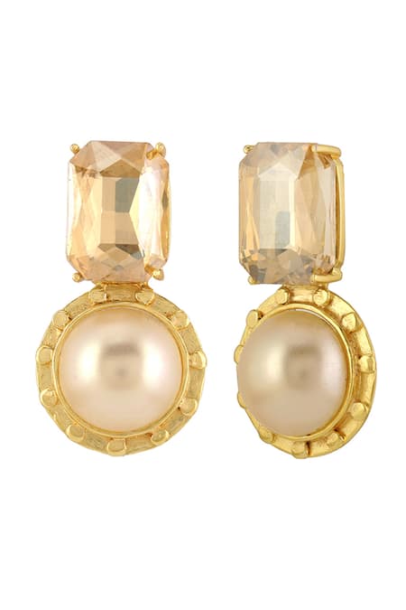 Shop_Bblingg_Gold Plated Stones Tel Aviv Mini Earrings _Online_at_Aza_Fashions