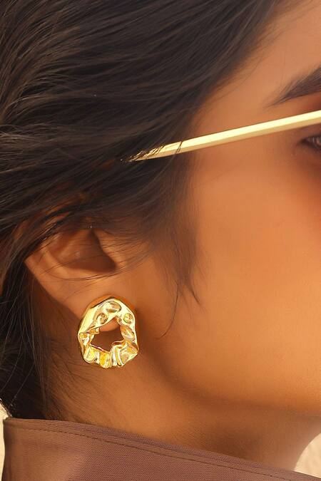 Shop Bblingg Gold Plated Textured Mini Studs Online at Aza Fashions Shop_Bblingg_Gold Plated Textured Mini Studs _Online_at_Aza_Fashions