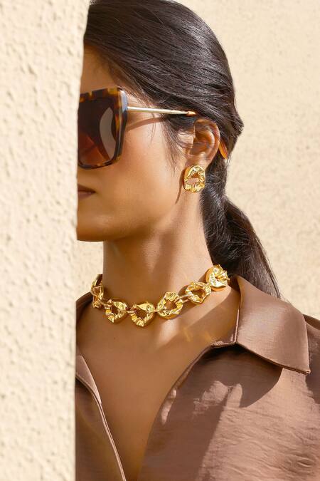 Bblingg Gold Plated Textured Mini Studs at Aza Fashions Bblingg_Gold Plated Textured Mini Studs _at_Aza_Fashions