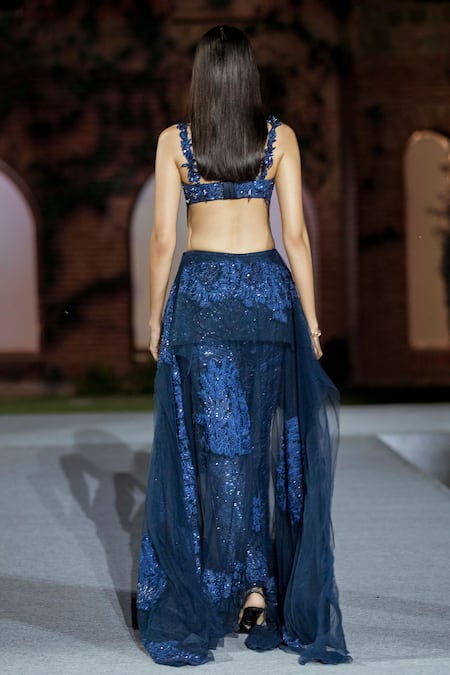 Mishru Navy Blue Tulle Skirt & Corset Set 