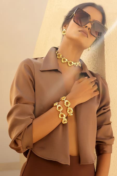 Bblingg Gold Plated Pebble Textured Bracelet at Aza Fashions Bblingg_Gold Plated Pebble Textured Bracelet _at_Aza_Fashions