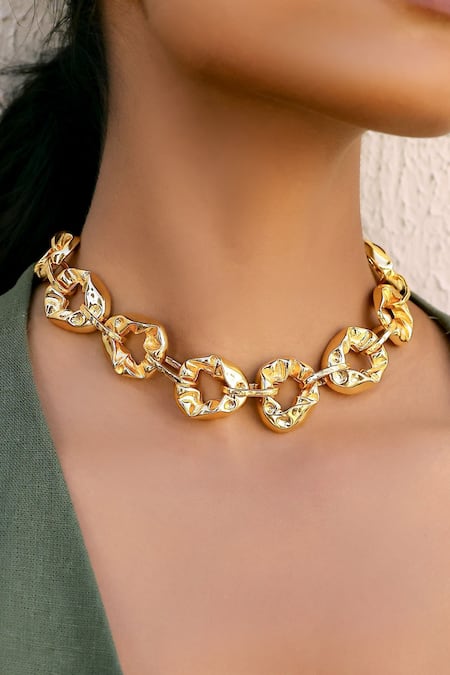 Bblingg Gold Plated Pebble Textured Choker Necklace at Aza Fashions Bblingg_Gold Plated Pebble Textured Choker Necklace _at_Aza_Fashions
