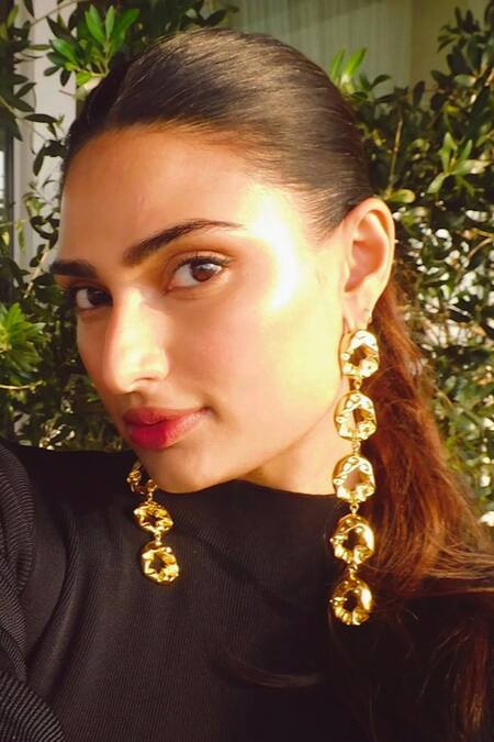 Shop Bblingg Gold Plated Textured Layered Earrings Online at Aza Fashions Shop_Bblingg_Gold Plated Textured Layered Earrings _Online_at_Aza_Fashions