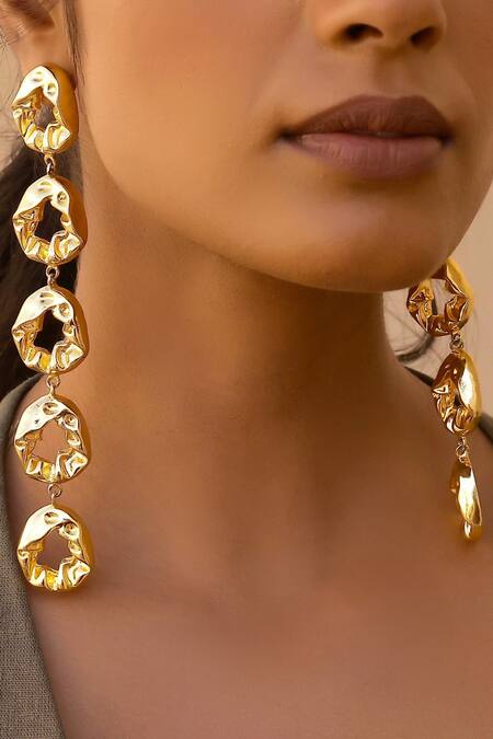 Bblingg Gold Plated Textured Layered Earrings at Aza Fashions Bblingg_Gold Plated Textured Layered Earrings _at_Aza_Fashions