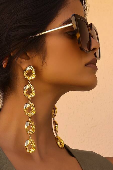 Buy Bblingg Gold Plated Textured Layered Earrings Buy_Bblingg_Gold Plated Textured Layered Earrings