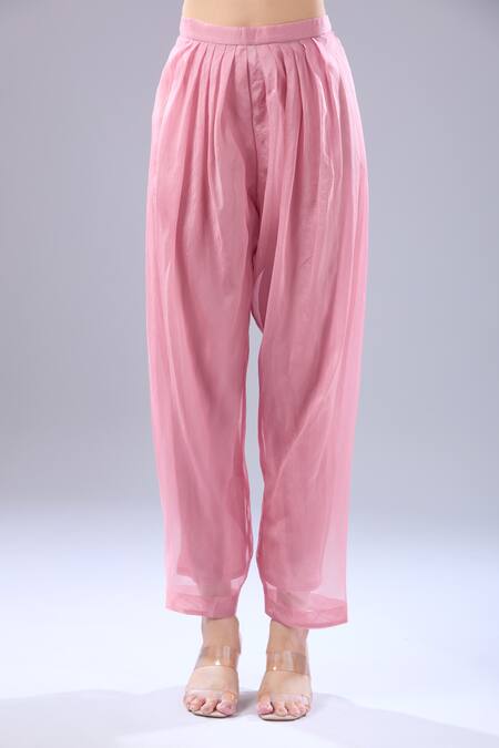 Ridhi Mehra_Pink Sequins, Embroidery Round Neck Floral Kurta Set _Online_at_Aza_Fashions