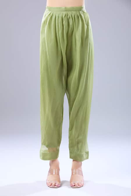 Buy_Ridhi Mehra_Green Embroidery Round Neck Paisley Kurta Salwar Set_Online_at_Aza_Fashions