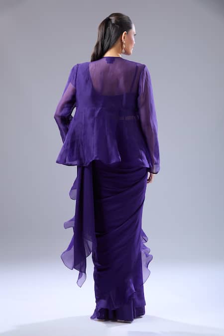 Ridhi Mehra Ruffle Hem Saree Blouse Set 