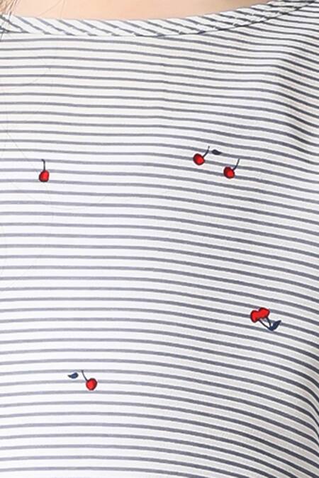 Buy Samyukta Singhania Off White Cotton Embroidery Striped Crop Top And Navy Pant Set Online at Aza Fashions Buy_Samyukta Singhania_Off White Cotton Embroidery Striped Crop Top And Navy Pant Set_Online_at_Aza_Fashions