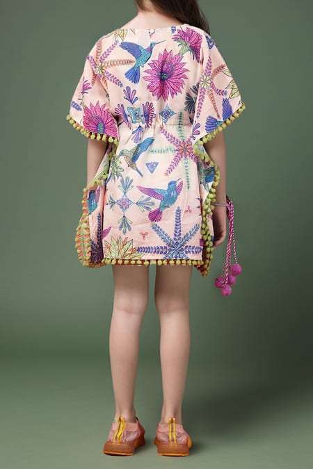 Petite Pomme Multi Color Embroidered Kaftan Dress 