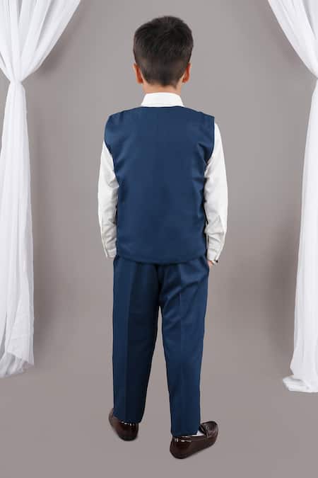 Shop Little Brats Blue Cotton, Viscose Embroidery Designer Boys Suit Set at Aza Fashions Shop_Little Brats_Blue Cotton, Viscose Embroidery Designer Boys Suit Set _at_Aza_Fashions