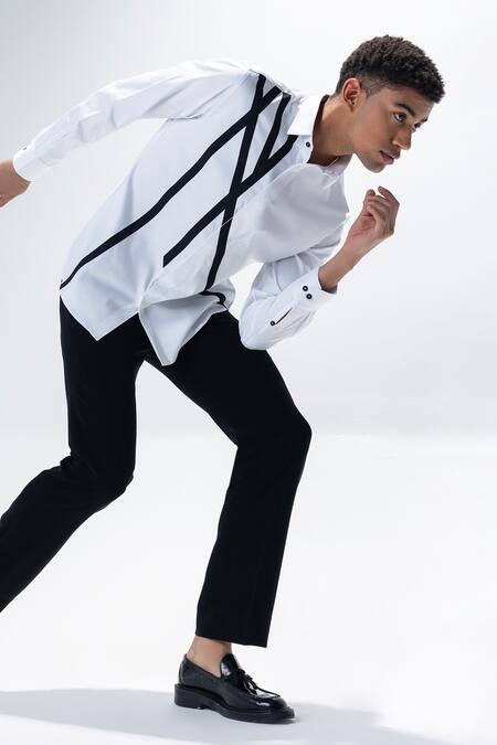 Buy Amit Arora White Cotton, Lycra Long Sleeved Casual Shirt Online at Aza Fashions Buy_Amit Arora_White Cotton, Lycra Long Sleeved Casual Shirt _Online_at_Aza_Fashions