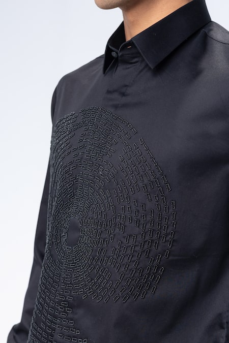 Amit Arora Black Cotton, Lycra Embroidery Shirt Online at Aza Fashions Amit Arora_Black Cotton, Lycra Embroidery Shirt _Online_at_Aza_Fashions