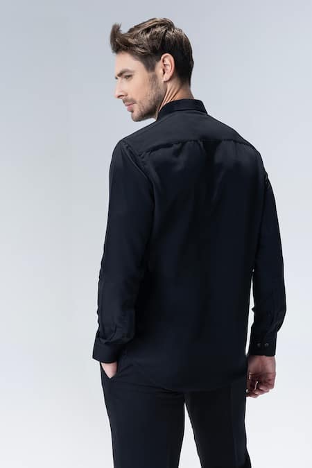 Shop Amit Arora Black Polyamide Embroidery Shirt at Aza Fashions Shop_Amit Arora_Black Polyamide Embroidery Shirt _at_Aza_Fashions