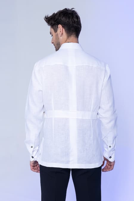 Shop Amit Arora White Linen Casual Shirt at Aza Fashions Shop_Amit Arora_White Linen Casual Shirt _at_Aza_Fashions